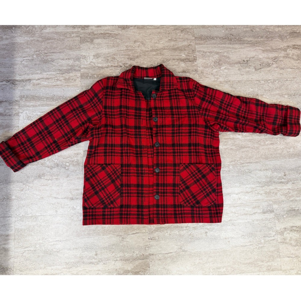 Wintergreen Custom Designs Susan Schurke Red Black Plaid Button Jacket Mens L